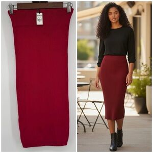 Express Vibrant Red Knit Pencil Skirt Women's Size Small NWT Romantic